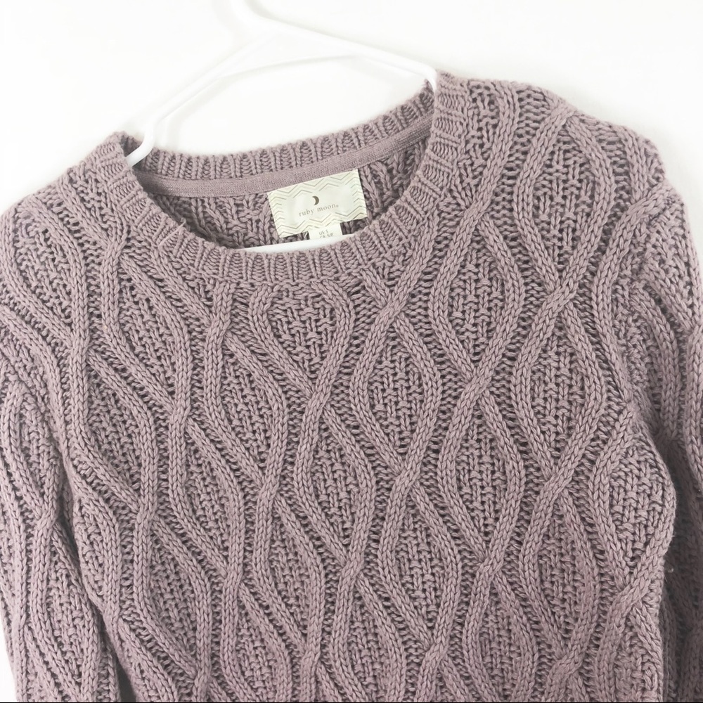 Ruby Moon Cable Knit Wool Blend Crew Sweater S - image 2